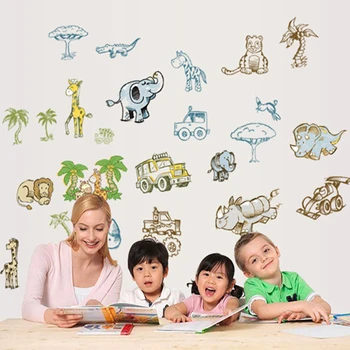 Quente, sala de Crianças novo mundo animal na ornamentação do agregado familiar adesivos de parede em parede para ficar na parede