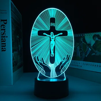 Religião Cruz Visualização Crucifixo, Bíblia, Cristianismo Noite do DIODO emissor de Luz de Jesus da Estação de Colorido Cristãos 3D Lâmpada