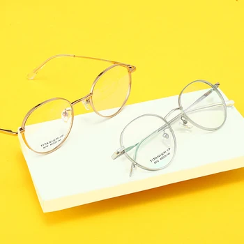 Retro Óculos de Moldura para Homens e Mulheres Elegantes em Titânio Puro, Espetáculos de Moda Computador Proteger Preenchimento da Prescrição