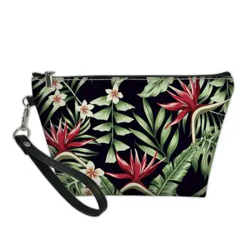 Saco de cosmética para Fazer Backup de Marca de Luxo Designer Havaí Plam Árvore Padrão Floral Cosméticos Saco Preto Grande Make Up Bag 2021