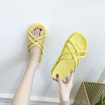 Sandálias de Tiras Cruz-sapatos Sapatos Pretos Para as Mulheres Tamancos Com Salto de 2020 Mulheres Mulheres Cunhas de Verão Saltos