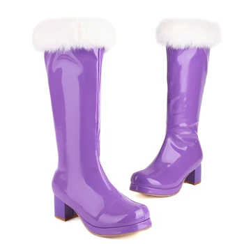 Senhoras Elegantes Meados De Bezerro Botas De Calcanhar Sapatos Novos 2023 Moda Do Inverno Das Mulheres Botas De Pele Fecho De Correr Fêmea Bombas Casual, Ao Ar Livre Botas 2
