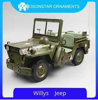 Simulação De Willys Jeep Modelo De Ferro Forjado Retro Nostálgico Coleção De Objetos De Decoração Enfeites