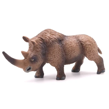 Simulação da antiga sólida de longo-haired rinoceronte modelo animal peludo rinoceronte estático ornamentos