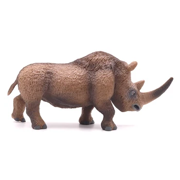 Simulação da antiga sólida de longo-haired rinoceronte modelo animal peludo rinoceronte estático ornamentos 1