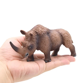 Simulação da antiga sólida de longo-haired rinoceronte modelo animal peludo rinoceronte estático ornamentos 5