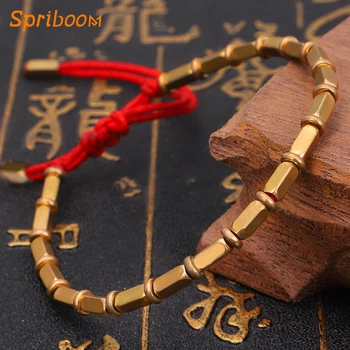 Sorte de Cobre Braceletes Frisados de Tibetano de Moda Escrituras Budistas Beading Pulseira de Corda Cadeia de bohemia pulseira Jóias da Mascote Dom