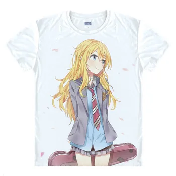 Sua Mentira em abril de Kaori Tsubaki Kossei T-Shirt de Trajes Cosplay dos Homens Japoneses de Anime Famoso T-shirt Exclusiva Camisetas Masculina 2