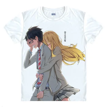 Sua Mentira em abril de Kaori Tsubaki Kossei T-Shirt de Trajes Cosplay dos Homens Japoneses de Anime Famoso T-shirt Exclusiva Camisetas Masculina 5