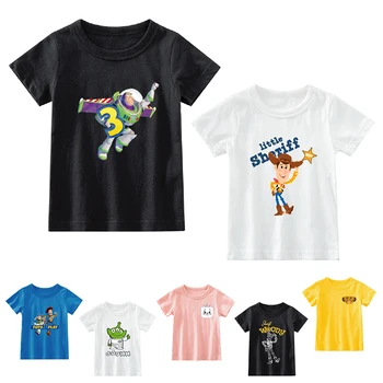 Toy Story Woody, Buzz lightyear, T-shirt Bebé Meninos de Moda de T-Shirts Crianças Verão Manga Curta Topos de 2 a 6 Anos