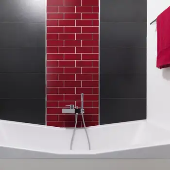 Vermelho cereja 3D de Metro auto-adesivo Contemporânea Splashbacks Mosaicos de azulejos Adesivo, Impermeável, de autocolantes de Parede, 30 x 15 cm (11,81 x 5.91 2