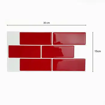 Vermelho cereja 3D de Metro auto-adesivo Contemporânea Splashbacks Mosaicos de azulejos Adesivo, Impermeável, de autocolantes de Parede, 30 x 15 cm (11,81 x 5.91 3