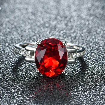 WalerV Novas Jóias da Moda para as Mulheres Feitos Zircão Anéis Circulares Cristal Vermelho do Baile Enviar Homens Mulheres Presente de Casamento 1