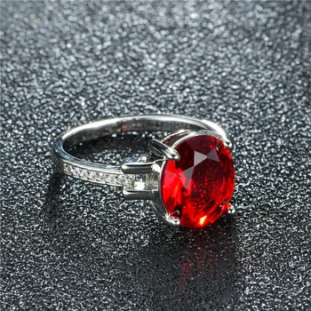 WalerV Novas Jóias da Moda para as Mulheres Feitos Zircão Anéis Circulares Cristal Vermelho do Baile Enviar Homens Mulheres Presente de Casamento 3
