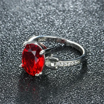WalerV Novas Jóias da Moda para as Mulheres Feitos Zircão Anéis Circulares Cristal Vermelho do Baile Enviar Homens Mulheres Presente de Casamento 4