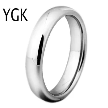 YGK Jóia de 4 mm de Largura, Cor Prata Carboneto de Tungstênio Anel para as Mulheres de Homens, aliança de Casamento Anel de Prata