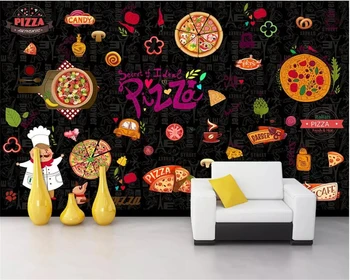 beibehang Personalizado Personalidade 3d papel de parede Ocidental restaurante de cozinha de pizza montra de fundo, pintura de parede 3d papel de parede