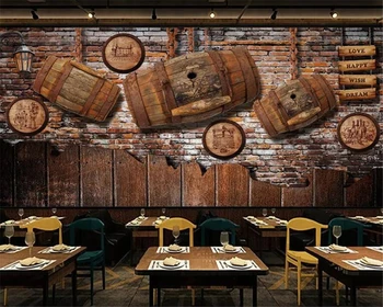 beibehang Personalizado grandes 3d papel de parede mural retro nostálgico vinho madeira, bar, ktv café de fundo de parede, papel de parede, papel de parede 3d 0