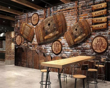 beibehang Personalizado grandes 3d papel de parede mural retro nostálgico vinho madeira, bar, ktv café de fundo de parede, papel de parede, papel de parede 3d 1