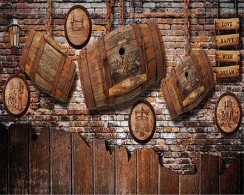 beibehang Personalizado grandes 3d papel de parede mural retro nostálgico vinho madeira, bar, ktv café de fundo de parede, papel de parede, papel de parede 3d 2