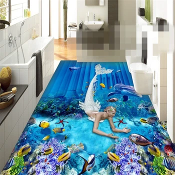 beibehang papel de parede Personalizado com Foto de papel de Parede Pintura Adesivo de Parede Sereia Mito Espaço Mundo Subaquático 3D em Carpete Pintura