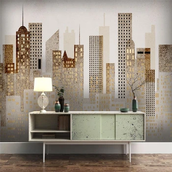 beibehang personalizada foto mural de papel de parede Geométrico arquitetura da cidade de adesivos de parede decoração da casa quarto murais papéis de parede 1