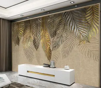 beibehang personalizado Vintage marrom tropical de folhas de plantas 3D papel de Parede Moderna da Foto Murais de Parede Sala Quarto o papel de parede mural