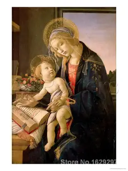moderno pinturas coloridas Virgem de Ensino que o menino Jesus, de Ler, de Sandro Botticelli de Alta Qualidade, pintado à Mão