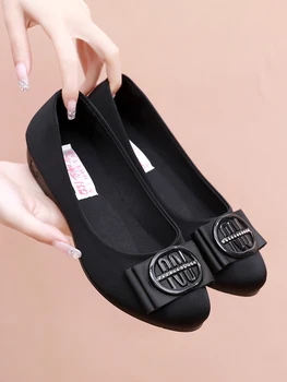 pano de sapatos de mulher única sapatos pretos de ferramentas confortável e suave luz inferior boca cunha profissional sapatos de trabalho para trabalhar
