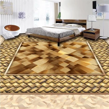 pavimentação personalizado 3d papel de parede moderno grão de madeira piso de madeira de primeira qualidade, palha 3D обои de espessura resistente ao desgaste de pavimentos de Papel de parede