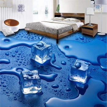 wellyu Personalizados em 3D adesivos de chão de Gelo, gotas de água de chão de azulejos Auto-adesivo sala de estar e quarto em 3D piso e Papel de parede 0