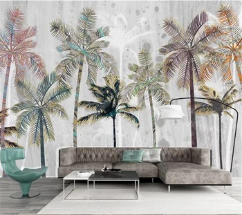 wellyu papel de parede Personalizado papel de parede, a Luz de luxo Nórdico de plantas tropicais, pintados à mão coqueiro paisagem de PLANO de fundo