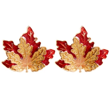 Único Esmalte Maple Leaf Ouvido Tachas De Metal Da Forma Das Mulheres, Brincos De S925 Agulha De Prata Acessórios Earwear